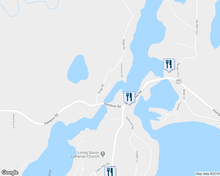 map of restaurants, bars, coffee shops, grocery stores, and more near 8098 Channel View Road in Nisswa