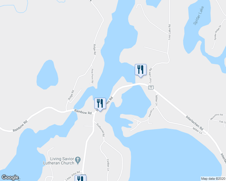 map of restaurants, bars, coffee shops, grocery stores, and more near 8107 Interlachen Road in Nisswa