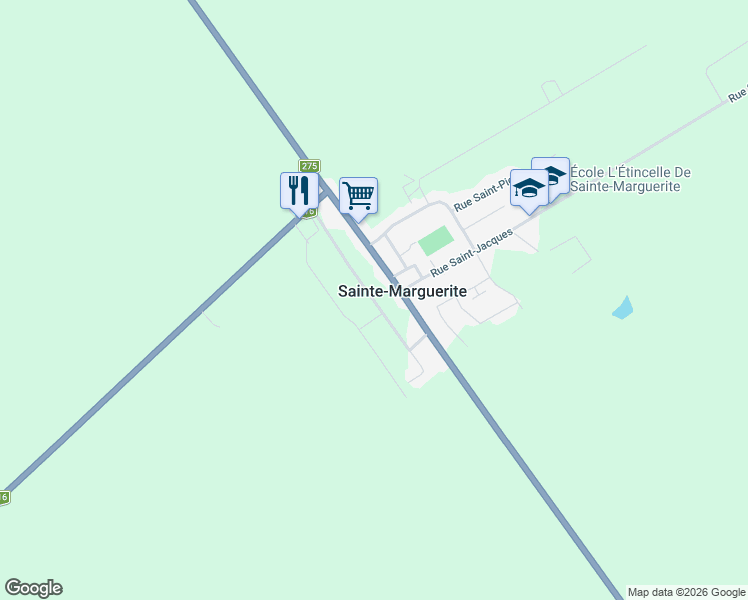 map of restaurants, bars, coffee shops, grocery stores, and more near Rue Robert in Sainte-Marguerite