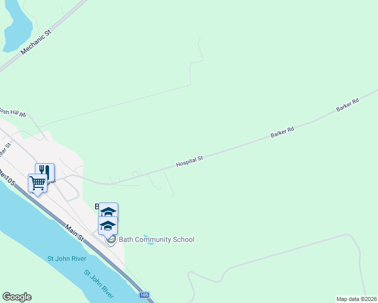 map of restaurants, bars, coffee shops, grocery stores, and more near 124 Hospital Street in Bath