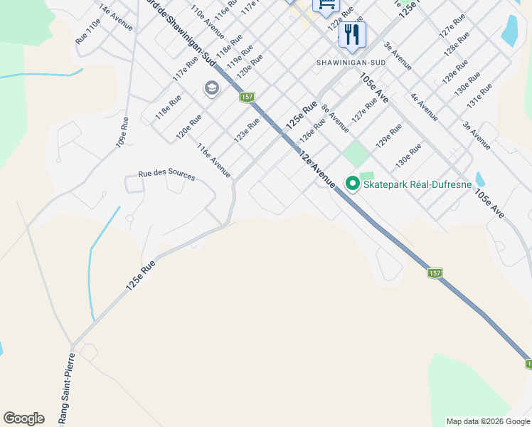 map of restaurants, bars, coffee shops, grocery stores, and more near 2700 116e Avenue in Shawinigan