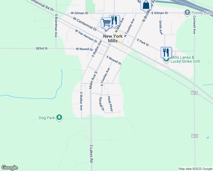 map of restaurants, bars, coffee shops, grocery stores, and more near in New York Mills