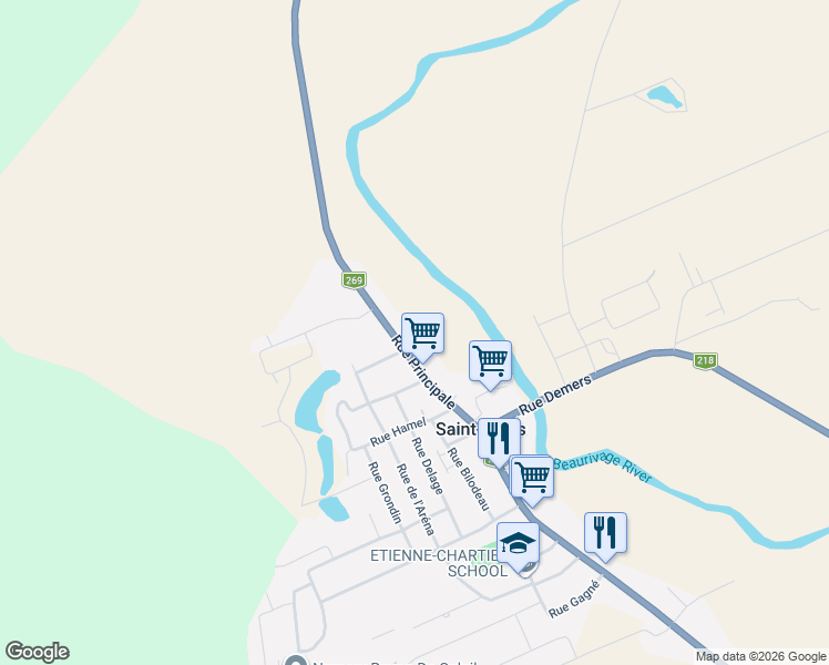 map of restaurants, bars, coffee shops, grocery stores, and more near 1305 Rue Principale in Saint-Gilles