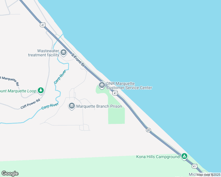 map of restaurants, bars, coffee shops, grocery stores, and more near 2001 South Front Street in Marquette