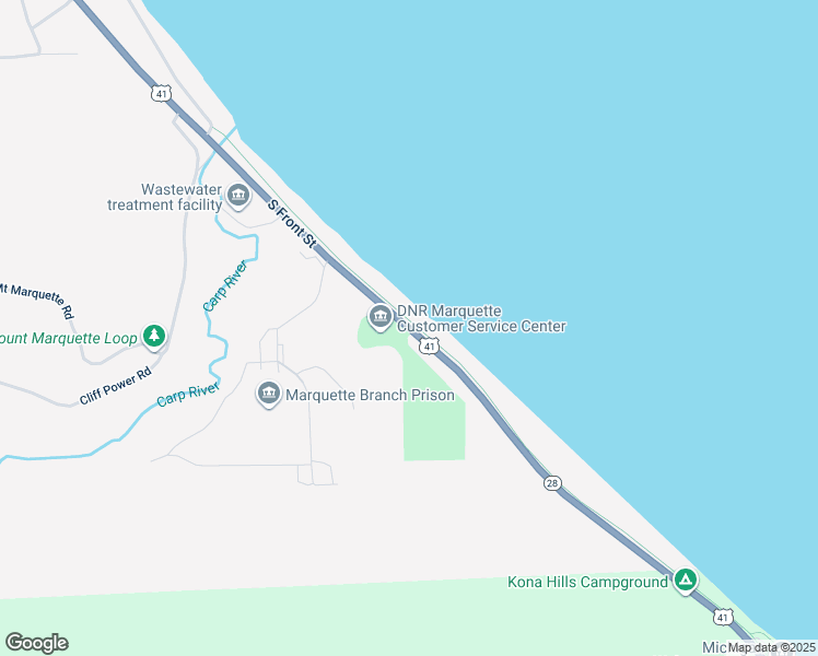 map of restaurants, bars, coffee shops, grocery stores, and more near 2001 South Front Street in Marquette