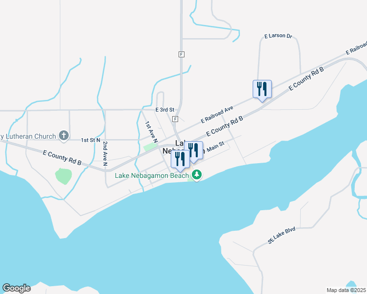 map of restaurants, bars, coffee shops, grocery stores, and more near in Lake Nebagamon