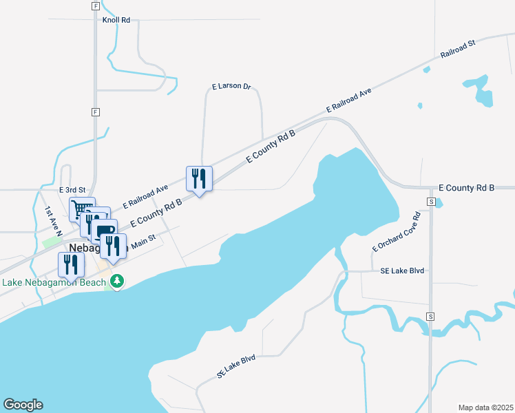 map of restaurants, bars, coffee shops, grocery stores, and more near 11780 East Bolognesi Road in Lake Nebagamon