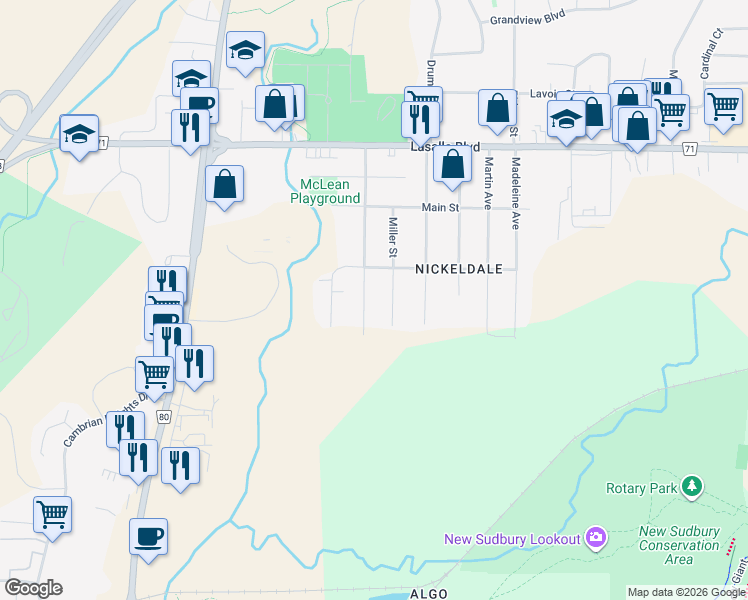 map of restaurants, bars, coffee shops, grocery stores, and more near 942 Somers Street in Sudbury