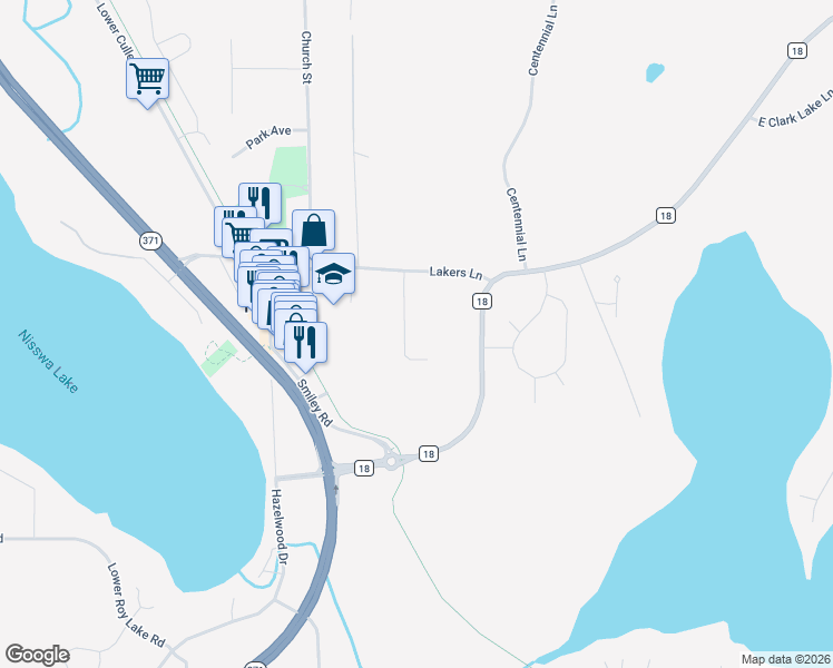 map of restaurants, bars, coffee shops, grocery stores, and more near 25392 Pine Haven Road in Nisswa