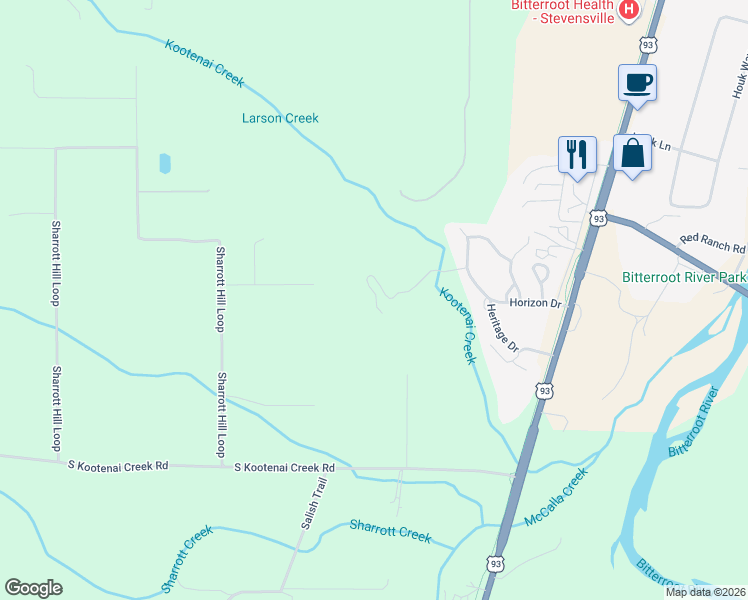 map of restaurants, bars, coffee shops, grocery stores, and more near 157 Grey Eagle Road in Stevensville