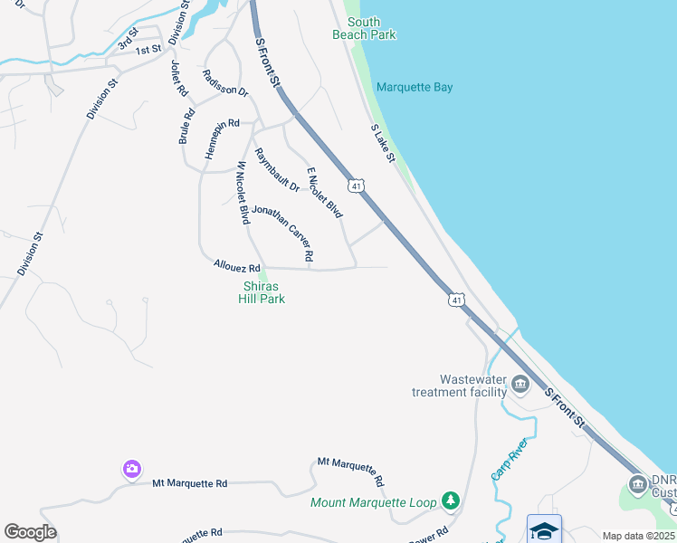 map of restaurants, bars, coffee shops, grocery stores, and more near 1001-1017 Allouez Road in Marquette