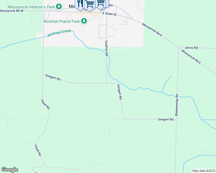 map of restaurants, bars, coffee shops, grocery stores, and more near 192 Swigert Road in Mossyrock