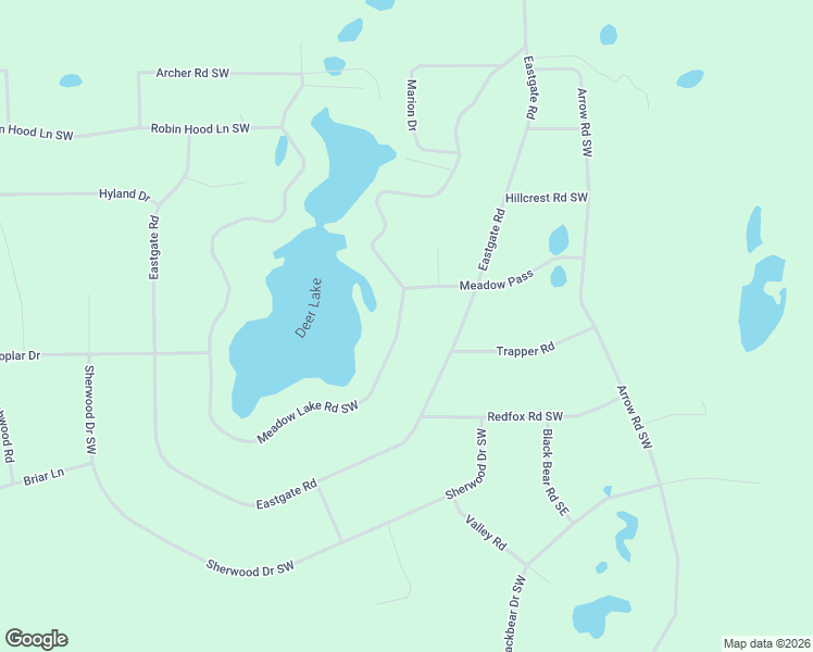 map of restaurants, bars, coffee shops, grocery stores, and more near 7878 Meadow Lake Road Southwest in Motley