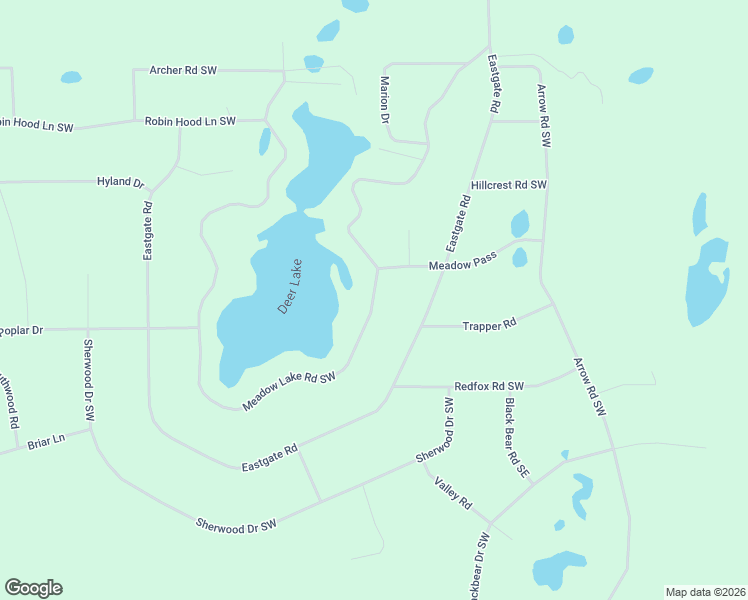 map of restaurants, bars, coffee shops, grocery stores, and more near 7878 Meadow Lake Road Southwest in Motley