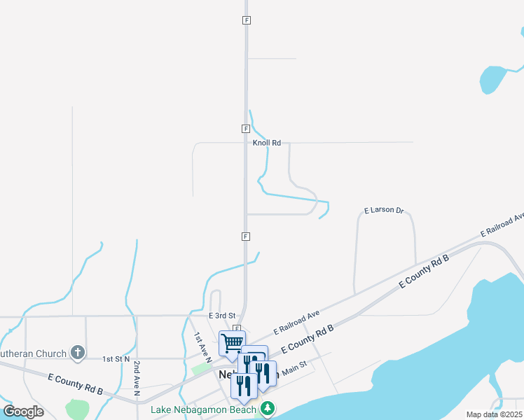 map of restaurants, bars, coffee shops, grocery stores, and more near 6694 South Woodland Trail in Lake Nebagamon