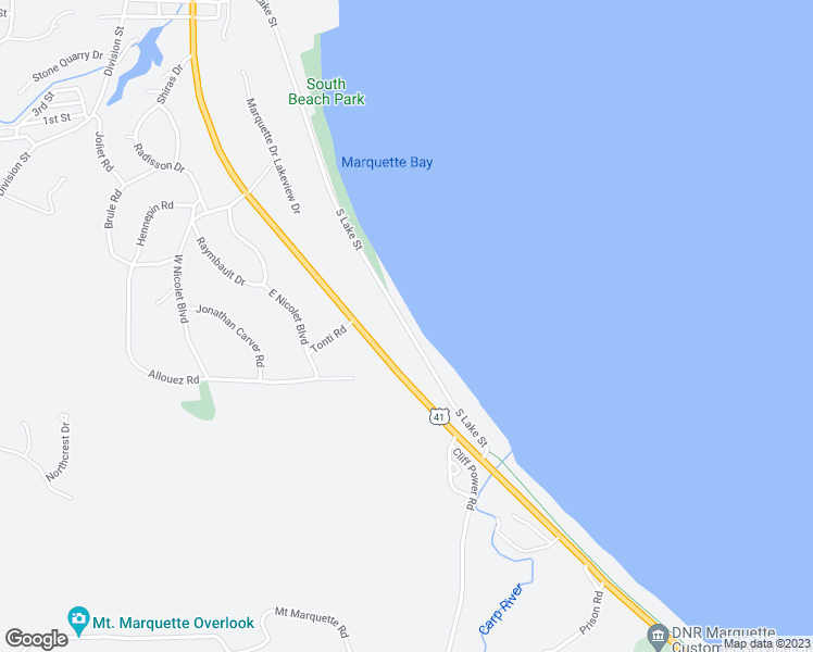 map of restaurants, bars, coffee shops, grocery stores, and more near 27 Wall Street in Marquette