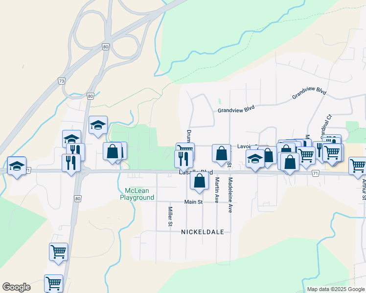map of restaurants, bars, coffee shops, grocery stores, and more near 1197 Drummond Avenue in Sudbury