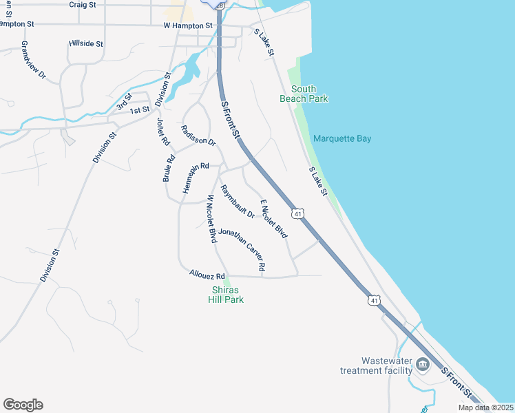 map of restaurants, bars, coffee shops, grocery stores, and more near 6-14 E Nicolet Blvd in Marquette