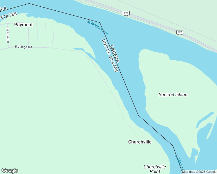 map of restaurants, bars, coffee shops, grocery stores, and more near 11603 East Village Road in Sault Ste. Marie