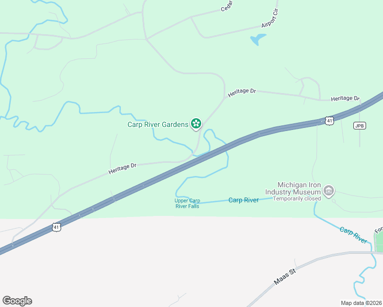 map of restaurants, bars, coffee shops, grocery stores, and more near State Highway M-28 in Negaunee