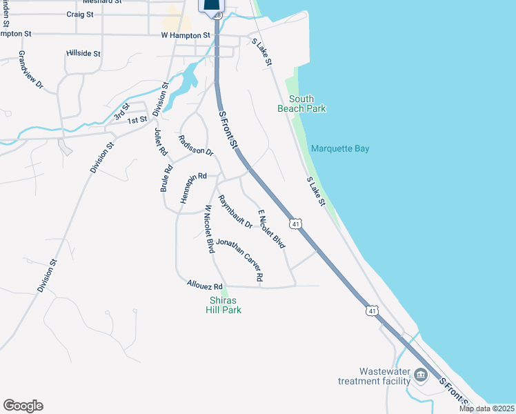 map of restaurants, bars, coffee shops, grocery stores, and more near 6-14 E Nicolet Blvd in Marquette