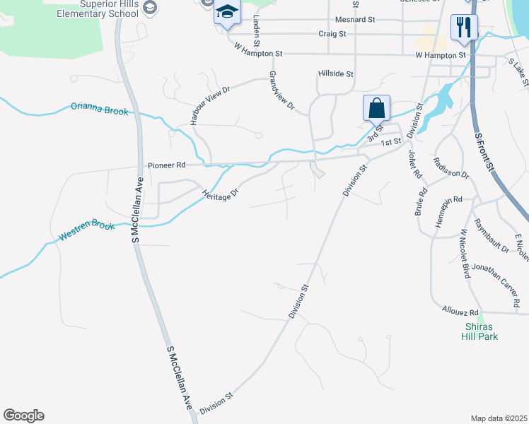 map of restaurants, bars, coffee shops, grocery stores, and more near 865 Preserve Drive in Marquette