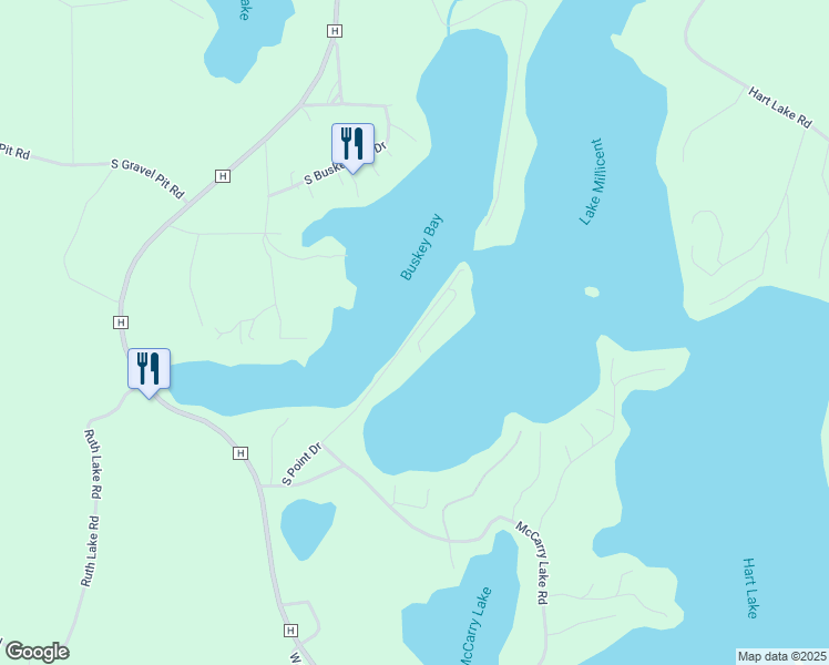 map of restaurants, bars, coffee shops, grocery stores, and more near 65735 South Point Drive in Iron River