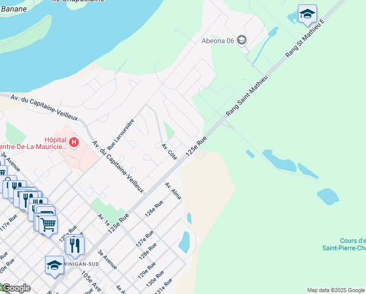 map of restaurants, bars, coffee shops, grocery stores, and more near 2450 Avenue Alex Doucet in Shawinigan