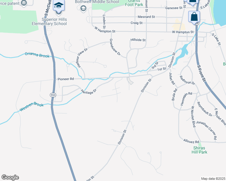 map of restaurants, bars, coffee shops, grocery stores, and more near 1906 Freedom Drive in Marquette