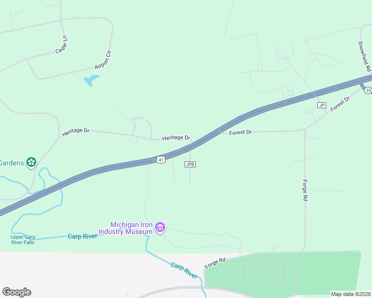 map of restaurants, bars, coffee shops, grocery stores, and more near Highway 41 in Negaunee