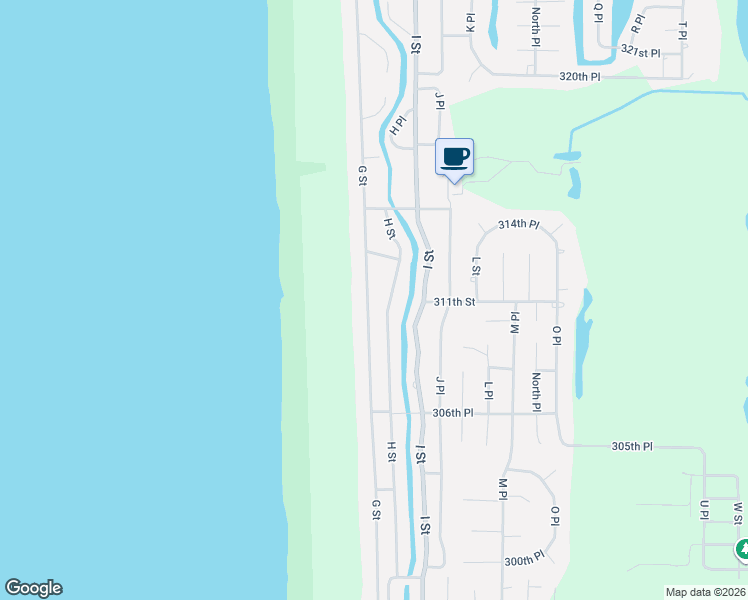 map of restaurants, bars, coffee shops, grocery stores, and more near 31010 G Street in Ocean Park