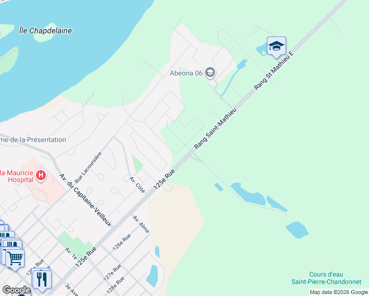 map of restaurants, bars, coffee shops, grocery stores, and more near 2480 Rue du Prieuré in Shawinigan