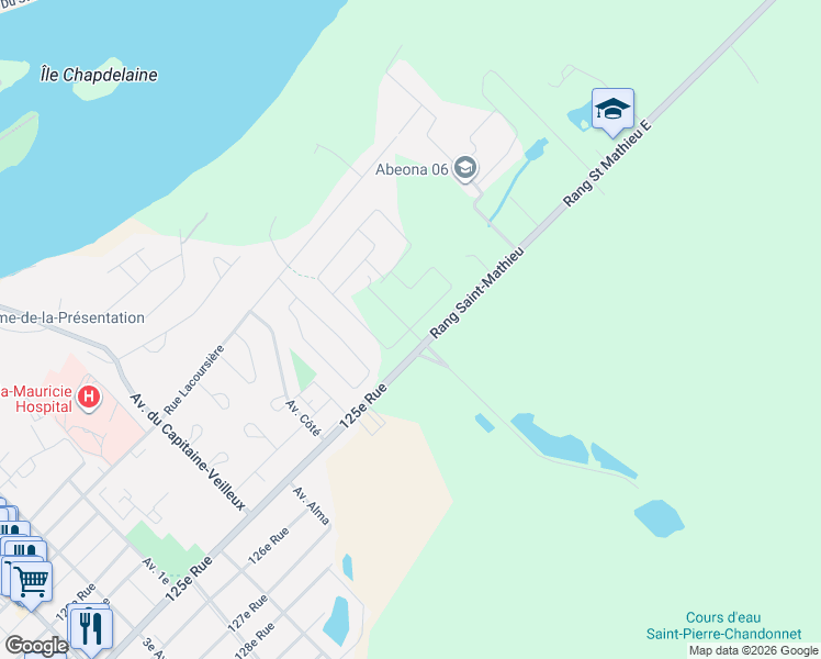 map of restaurants, bars, coffee shops, grocery stores, and more near 2460 Rue du Prieuré in Shawinigan