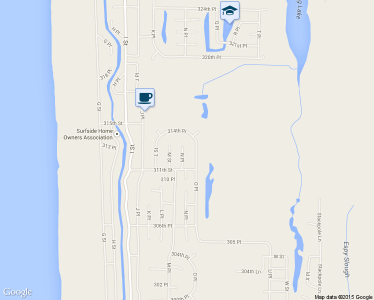 map of restaurants, bars, coffee shops, grocery stores, and more near 31210 N Place in Ocean Park