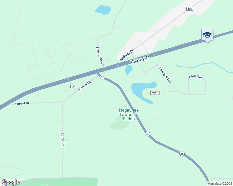 map of restaurants, bars, coffee shops, grocery stores, and more near 4-64 Highway 35 in Negaunee