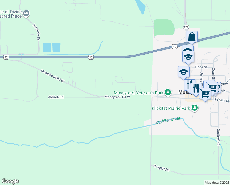 map of restaurants, bars, coffee shops, grocery stores, and more near 103 Engle Drive in Mossyrock