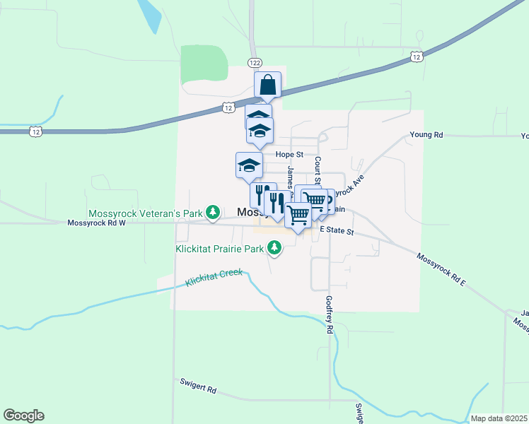 map of restaurants, bars, coffee shops, grocery stores, and more near in Mossyrock