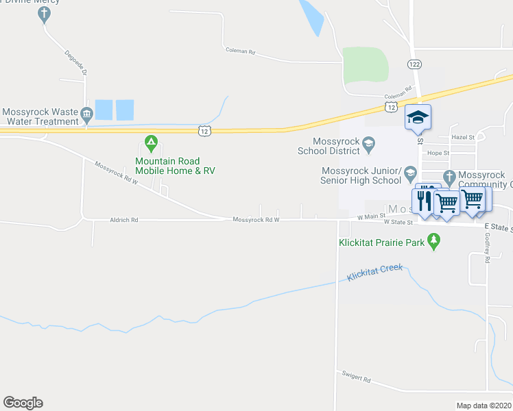 map of restaurants, bars, coffee shops, grocery stores, and more near 204 Mossyrock Road West in Mossyrock