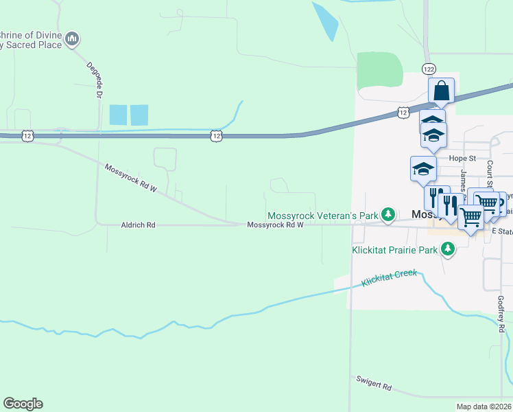 map of restaurants, bars, coffee shops, grocery stores, and more near 204 Mossyrock Road West in Mossyrock
