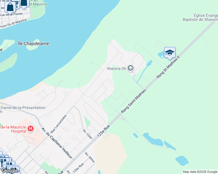 map of restaurants, bars, coffee shops, grocery stores, and more near 2175 Rue Pierre-Matte in Shawinigan