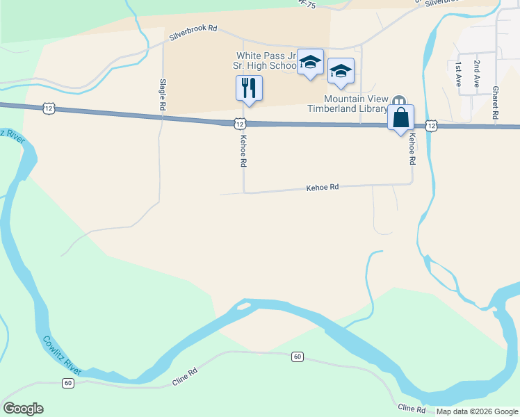 map of restaurants, bars, coffee shops, grocery stores, and more near 215 Kehoe Road in Randle