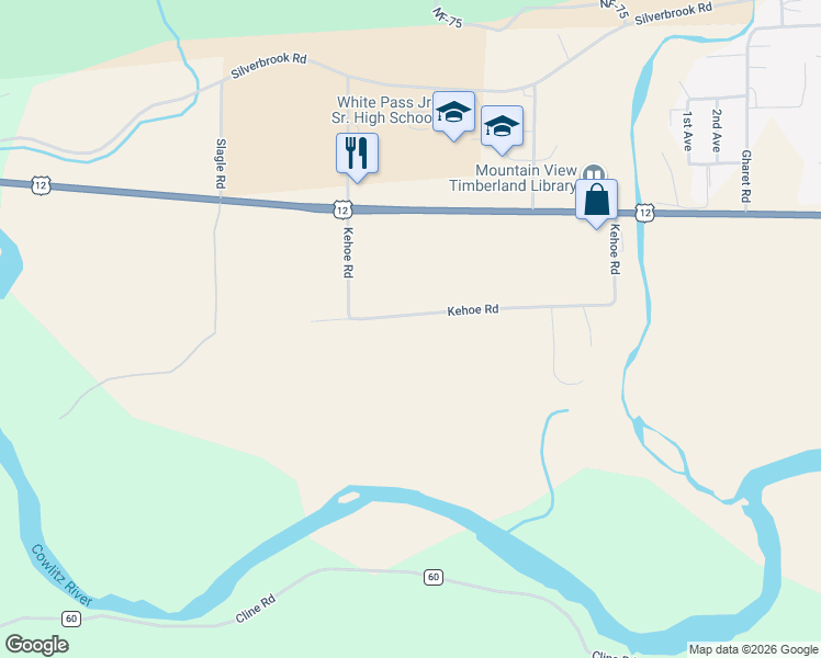 map of restaurants, bars, coffee shops, grocery stores, and more near 215 Kehoe Road in Randle