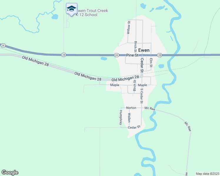 map of restaurants, bars, coffee shops, grocery stores, and more near 445 Maple Street in Ewen