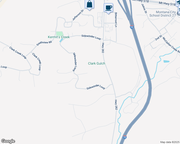 map of restaurants, bars, coffee shops, grocery stores, and more near 45 Sidewinder Loop in Clancy