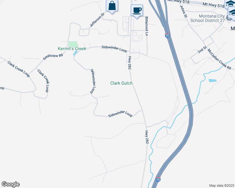 map of restaurants, bars, coffee shops, grocery stores, and more near 45 Sidewinder Loop in Clancy