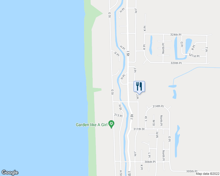 map of restaurants, bars, coffee shops, grocery stores, and more near 31619 G Street in Ocean Park