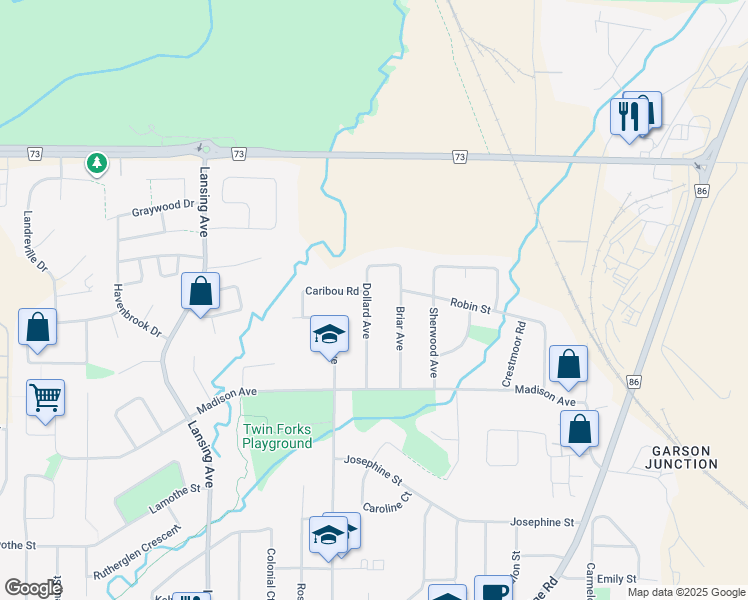 map of restaurants, bars, coffee shops, grocery stores, and more near 1620 Dollard Avenue in Greater Sudbury