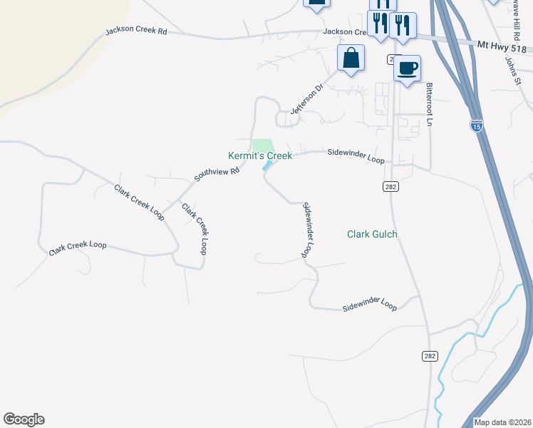 map of restaurants, bars, coffee shops, grocery stores, and more near 28 Sidewinder Loop in Clancy