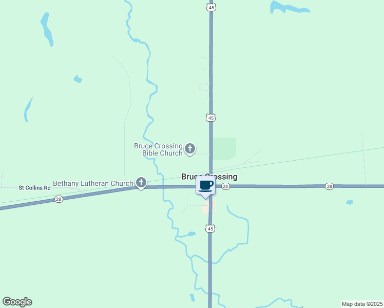 map of restaurants, bars, coffee shops, grocery stores, and more near Korsman Parkway in Bruce Crossing