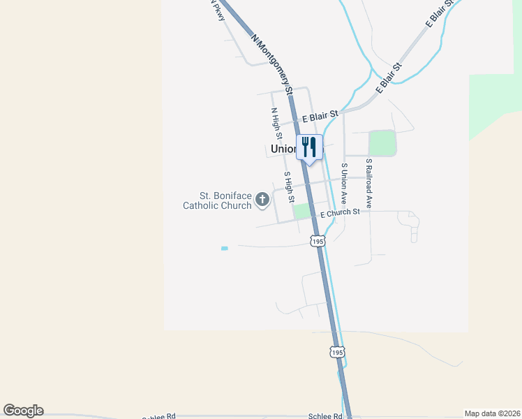 map of restaurants, bars, coffee shops, grocery stores, and more near 216 W Woodworth St in Uniontown